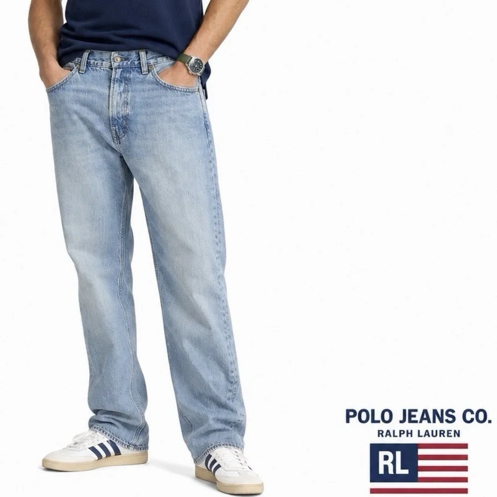 Polo Jeans Co Ralph Lauren Men's 34x32 Light Wash Straight Leg Denim Jeans